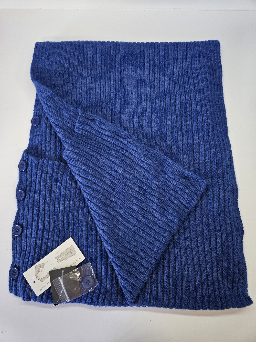 NEW Tarnish Nordstrom Blue Convertible Scarf Alpaca Blend Ribbed Knit